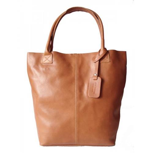 Torebka Vera Pelle Shopper Bag Xxl Real Leather A4 Camel